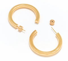 David Markstein Gold Clad Sterling Silver 1 1/2" Debut Smart Closure Hoop Earrings