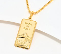 David Markstein Bronze 18K Plated Ingot Venice Pendant with 17 + 3" Chain