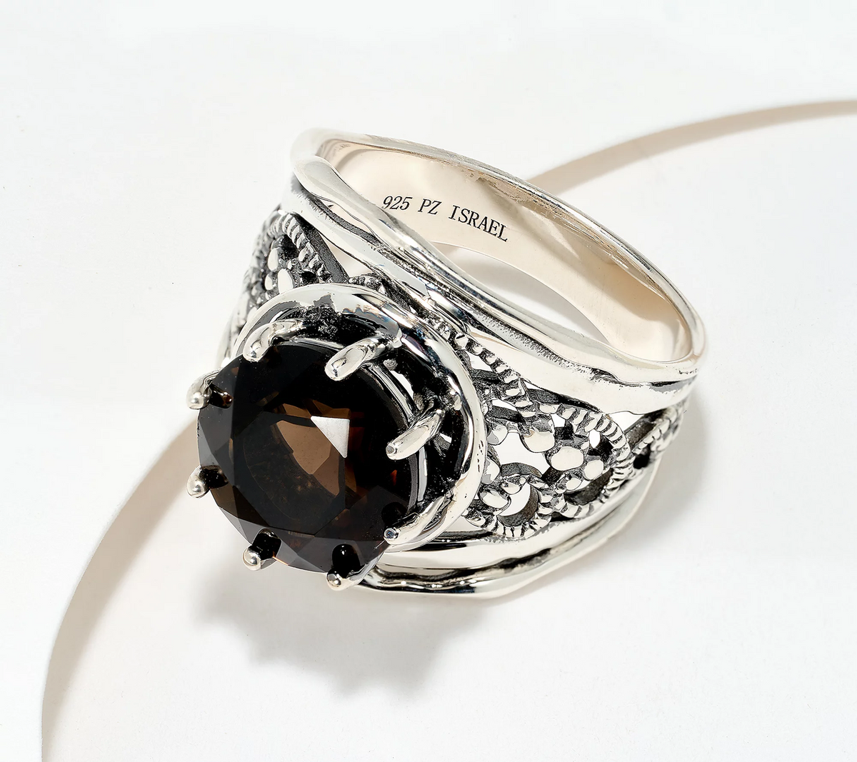 Or Paz Sterling Silver Smokey Quartz Ring Size 6