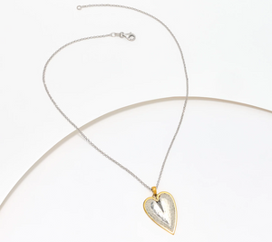 Or Paz Sterling Silver Two-Tone Elongated Heart Necklace, 7.5g