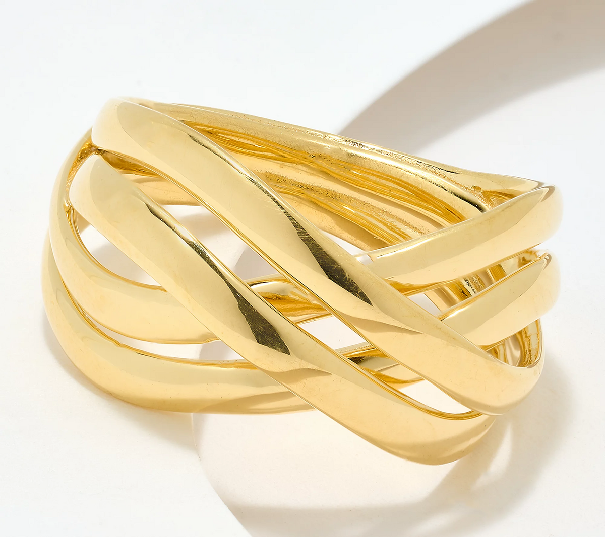 UltraFine 950 Silver Gold Tone Multi Layer Crossover Ring Size 8