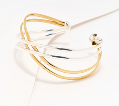 UltraFine 950 Silver Multi Layer Crossover Cuff Avg