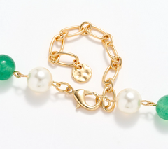 Susan Graver Simulated Jade Pearl and Glass Bead Extended Length Necklace