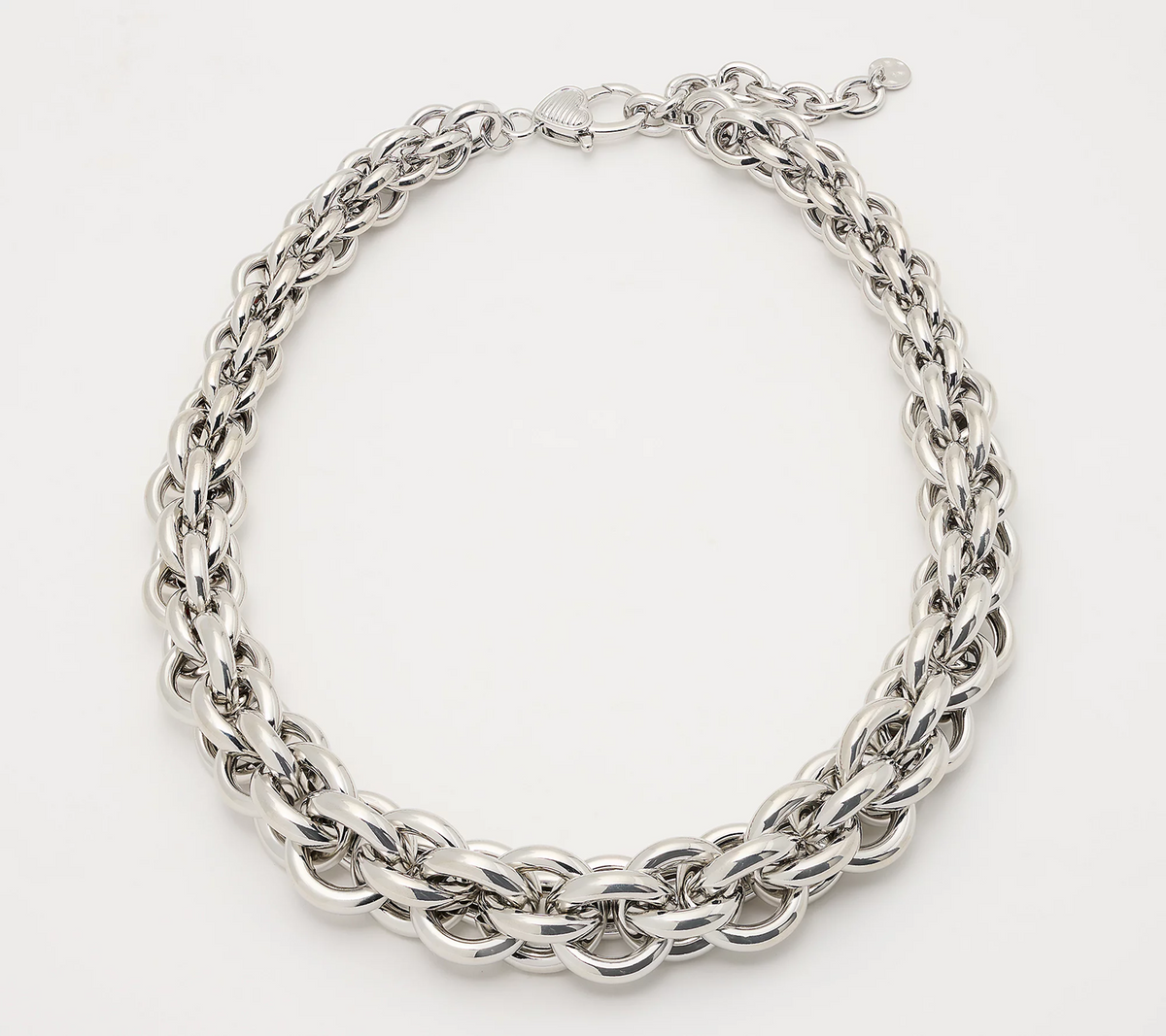 Susan Graver Silver Tone Bold Graduated Hoop Chain Necklace