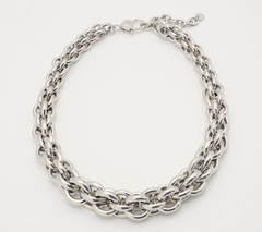 Susan Graver Silver Tone Bold Graduated Hoop Chain Necklace