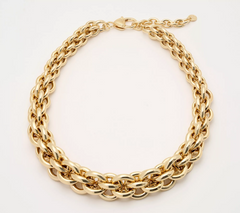 Susan Graver Gold Tone Bold Graduated Hoop Chain Necklace