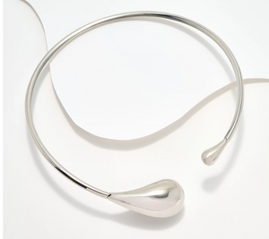 Susan Graver Silver Tone Flex Drop Choker Necklace
