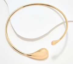 Susan Graver Gold Tone Flex Drop Choker Necklace