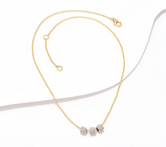 David Markstein Two Tone Sterling Silver White Topaz Three Wishes 18" Necklace
