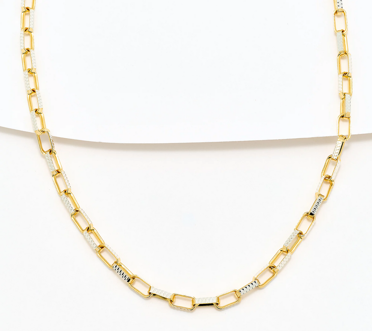 David Markstein Two Tone Gold/Silver SS Premiere Luxe Paperclip 18" Necklace