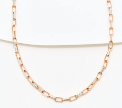 David Markstein Two Tone Rose Gold/Silver SS Premiere Luxe Paperclip 18" Necklace