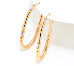 David Markstein Bronze Gold Tone Debut Double Texture Hoop Earrings