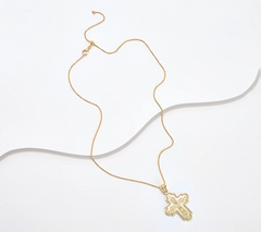 David Markstein Bronze Gold Tone Reversible Lord's Prayer 22" Necklace