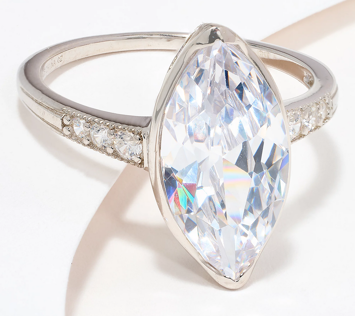 Diamonique Sterling Silver Classics Marquise Ring, Size 7