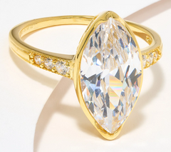 Diamonique Gold Clad Sterling Silver Classics Marquise Ring, Size 9