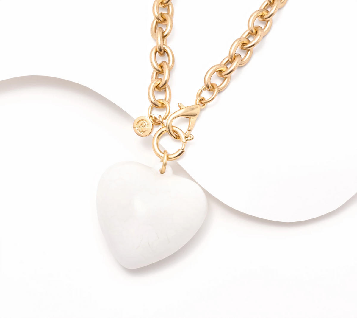 Carla Rockmore Collection Creamy White Stone Medallion Gold Link Necklace One Size