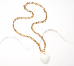 Carla Rockmore Collection Creamy White Stone Medallion Gold Link Necklace One Size