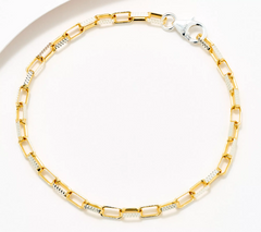 David Markstein Two Tone 18K Gold-Plated Sterling Silver Premiere Luxe Paperclip Bracelet Avg