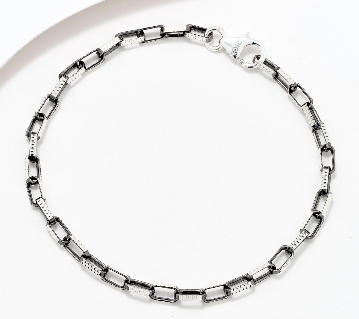 David Markstein Two-Tone Sil/Black SS Premiere Luxe Paperclip Bracelet Avg