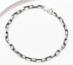 David Markstein Two-Tone Sil/Black SS Premiere Luxe Paperclip Bracelet Avg