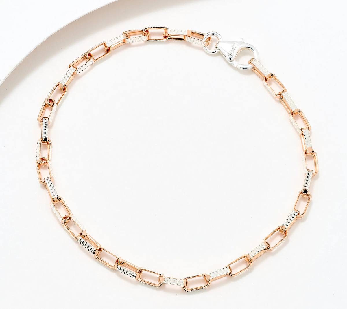 David Markstein Two-Tone Sil/Rose SS Premiere Luxe Paperclip Bracelet Avg