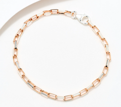 David Markstein Two-Tone Sil/Rose SS Premiere Luxe Paperclip Bracelet Avg