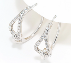 Diamonique Italia Sterling Silver Oval Interlocking Earrings