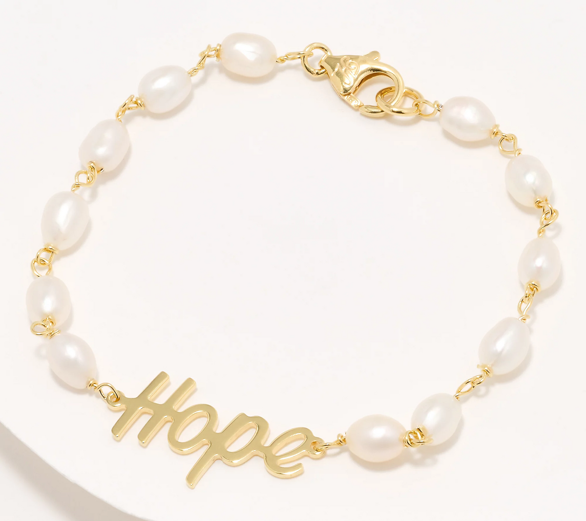 Honora Sterling Silver Goldclad Cultured Pearl Inspirational "Hope" Bracelet, Small
