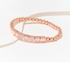 Diamonique x Kathy Levine Sterling Silver Heart and Soul Stretch Bracelet Small/Average