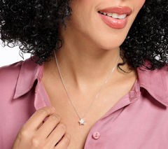 UltraFine 950 Silver Star Motif 17 + 1" Necklace