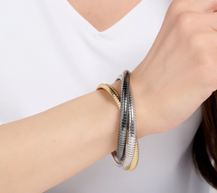 David Markstein Bronze Tri-Color Black Three Strand Slip On Bracelet Small