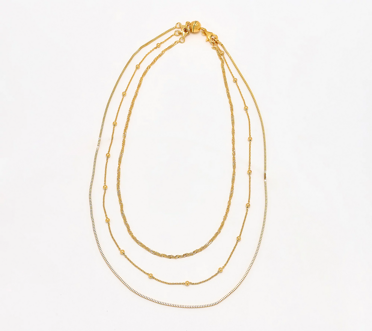 UltraFine 950 Silver Gold Tone Set of 3 Necklaces with Magnet Clasp