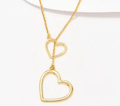 UltraFine 950 Silver Gold Tone Heart Toggle Diamond Cut 26" Necklace