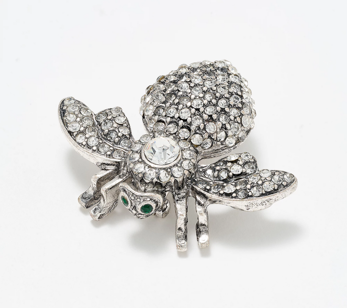 Joan Rivers Silvertone Crystal Anniversary Bee Pin