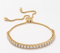 Fire Light Lab Grown Diamond Sterling Silver Bolo Tennis Bracelet Adjustable