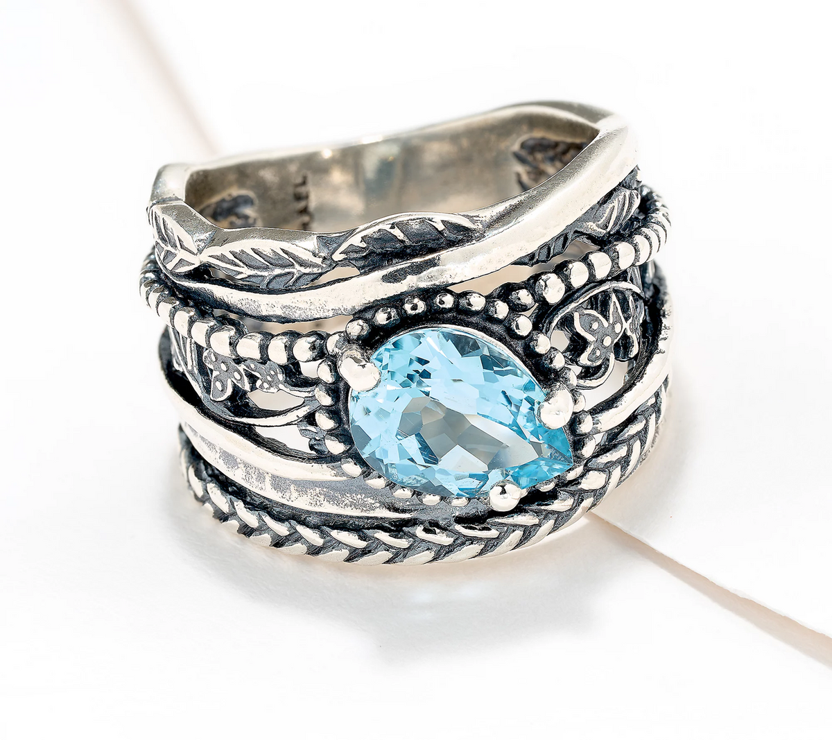 Or Paz Sterling Silver Pear Shaped Gemstone Ring Size 9