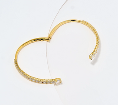Diamonique Gold-Over Sterling Silver Graduated Stone Hinged Bypass Cuff Small