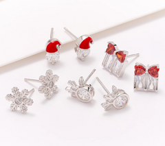 Diamonique x Erin Moseley Sterling Silver Set of 4 Holiday Studs
