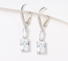Diamonique Sterlibg Silver Classics 2- Stone Drop Earrings
