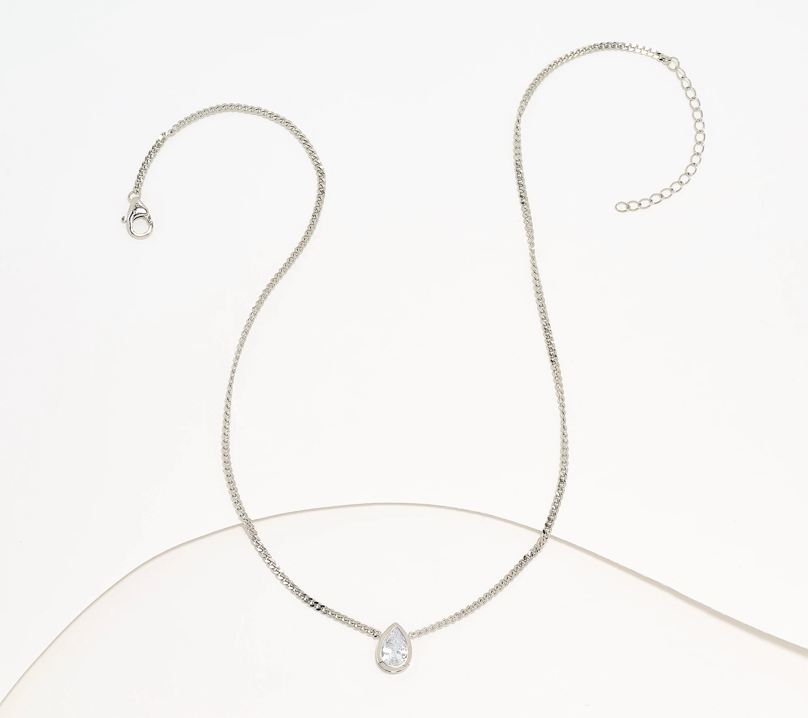 Diamonique Rhodium-Plated Sterling Silver Classics Pear Necklace