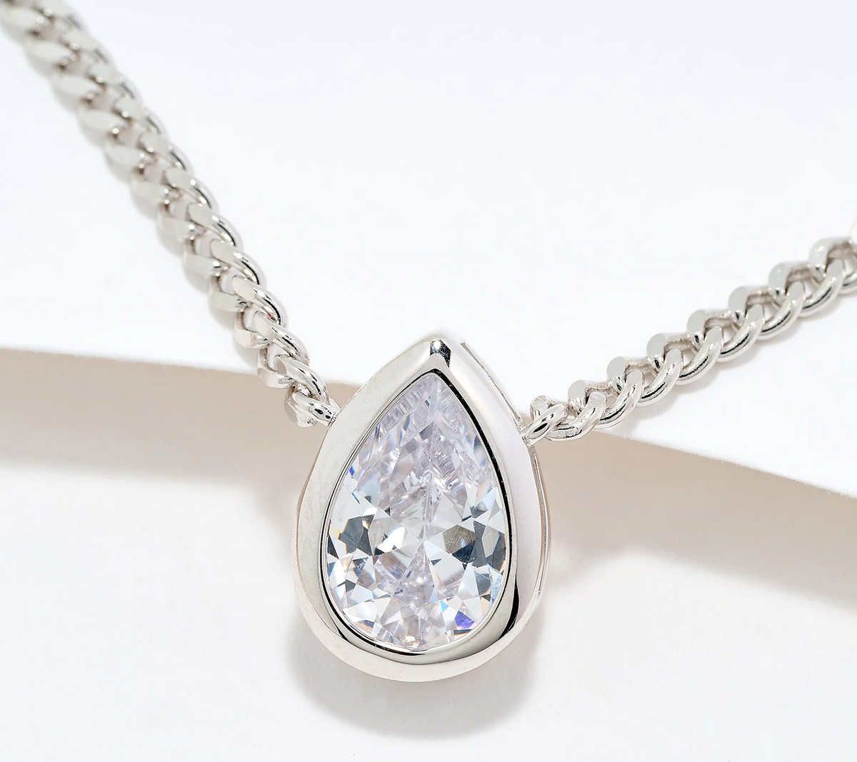Diamonique Rhodium-Plated Sterling Silver Classics Pear Necklace
