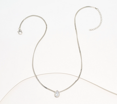 Diamonique Rhodium-Plated Sterling Silver Classics Pear Necklace