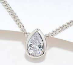 Diamonique Rhodium-Plated Sterling Silver Classics Pear Necklace