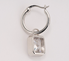 Diamonique Sterling Silver Radiant Cut Dangle Drop Earrings