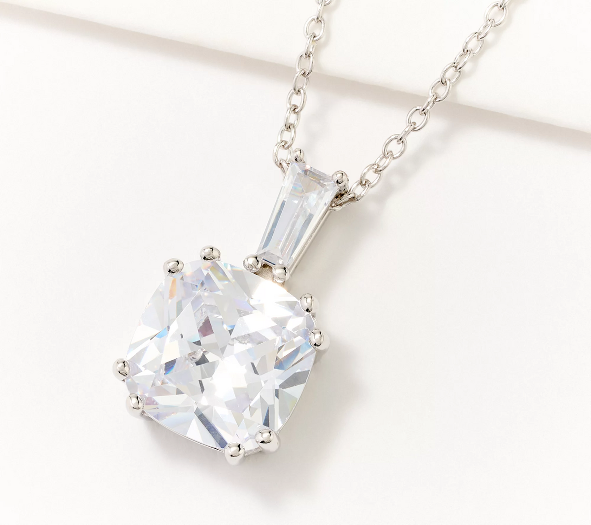Diamonique Sterling Silver Fancy Cut Pendant