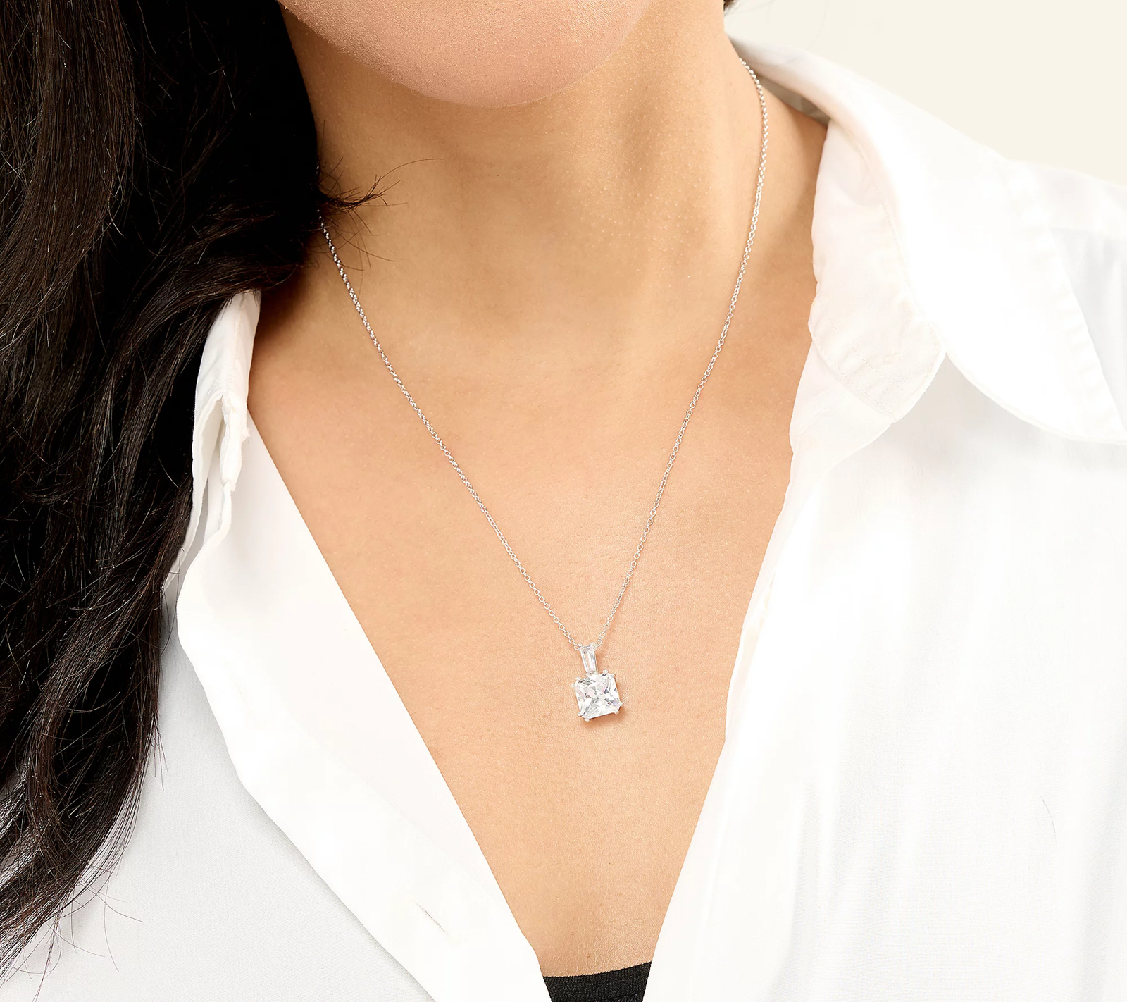 Diamonique Sterling Silver Fancy Cut Pendant