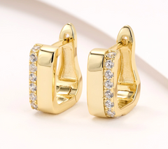 Diamonique Gold-Over Sterling Silver Curvy Huggie Hoops