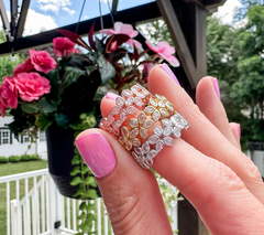 Diamonique x Erin Moseley Gold-Over Sterling Silver Marquise-Cut Floral Ring Size 9