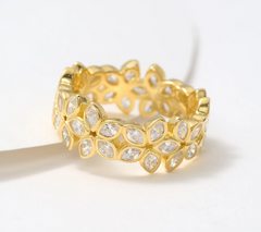 Diamonique x Erin Moseley Gold-Over Sterling Silver Marquise-Cut Floral Ring Size 9