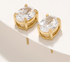 Steel by Diamonique Oval Stud Gold Tone Earrings